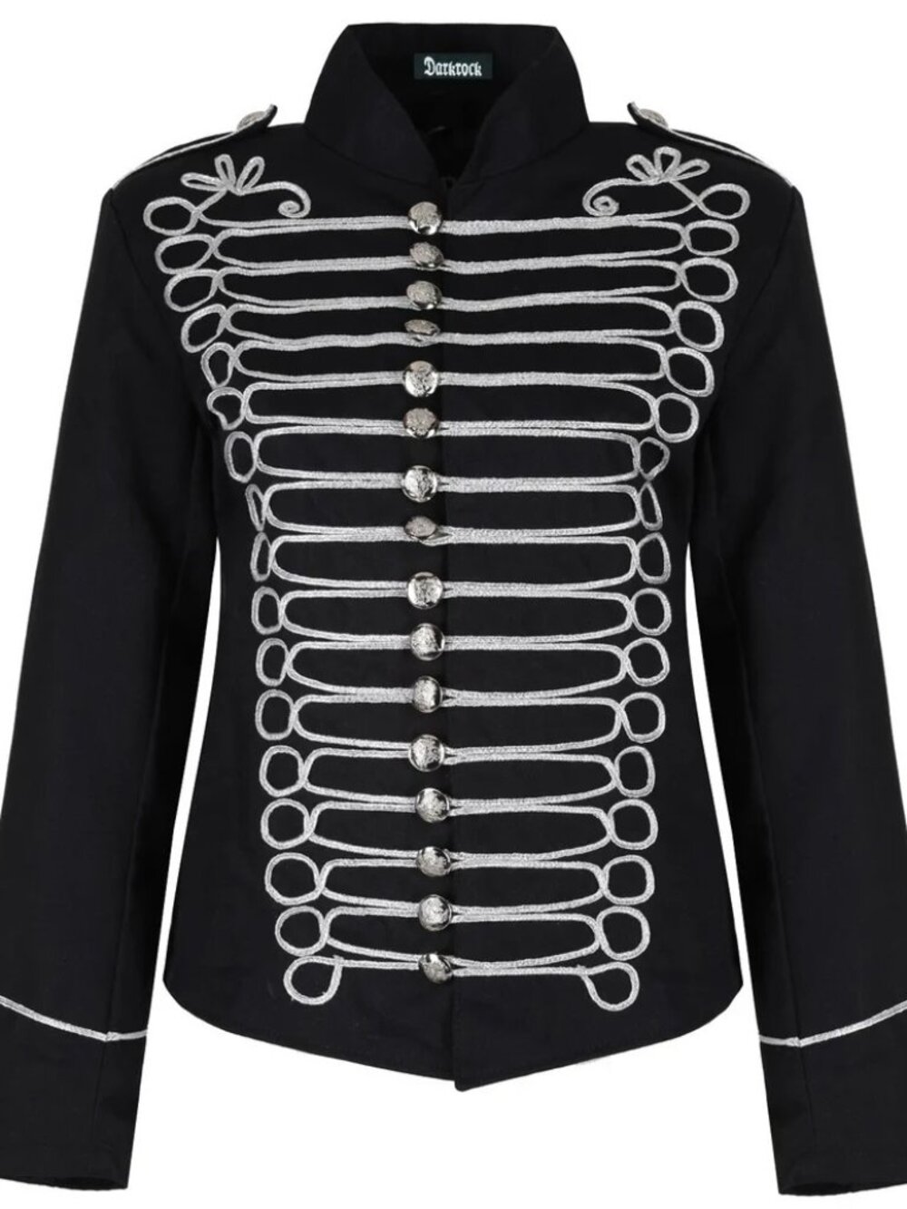 Women's Black Parade Ladies Jacket Steampunk Punk Rock Jacket/Black & Silver